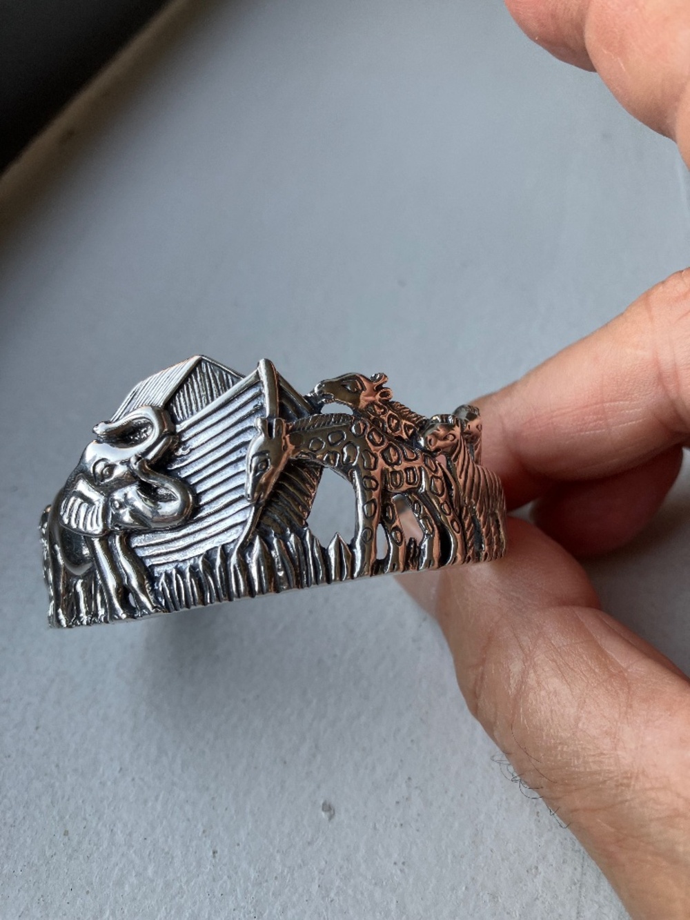 KABANA .925 Sterling Silver Wildlife Cuff Bracelet 35.5g